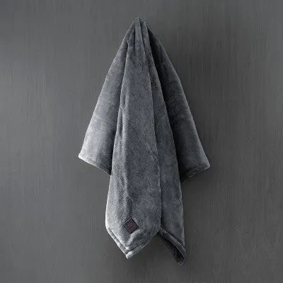 New - Brookstone Heated Cozy Throw Gray Plush