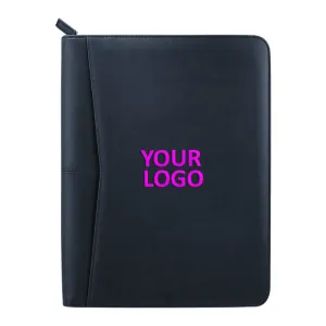 Pedova Zippered UltraHyde Branded Padfolios, Navy