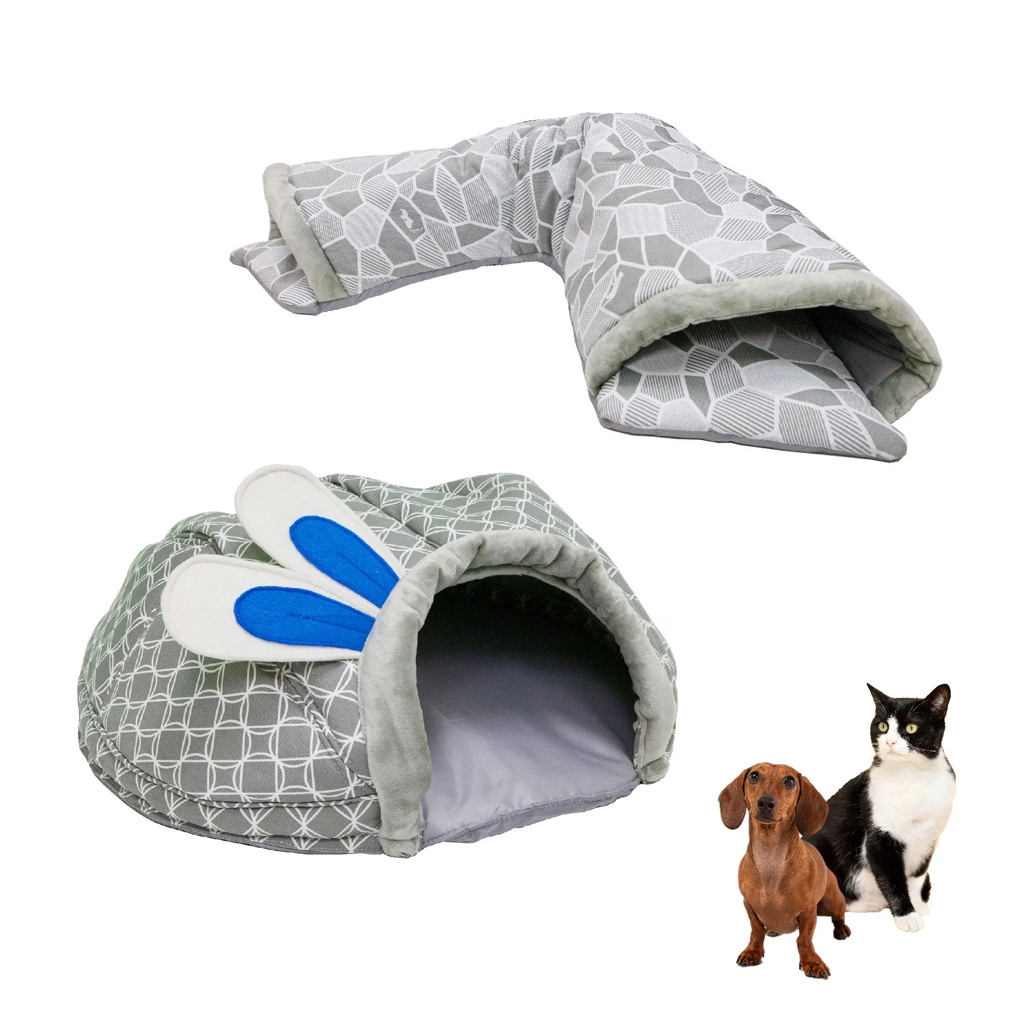 Pet Sleep and Play 2 Piece Bundle Pack - Critter Dome & Tunnel Set, Stress Relief, Durable Tunnels, Ideal for Play, Nesting, Cuddling, Hiding for Small Pets, Cozy Hideaway for Cats, Rabbits, and Small Animals