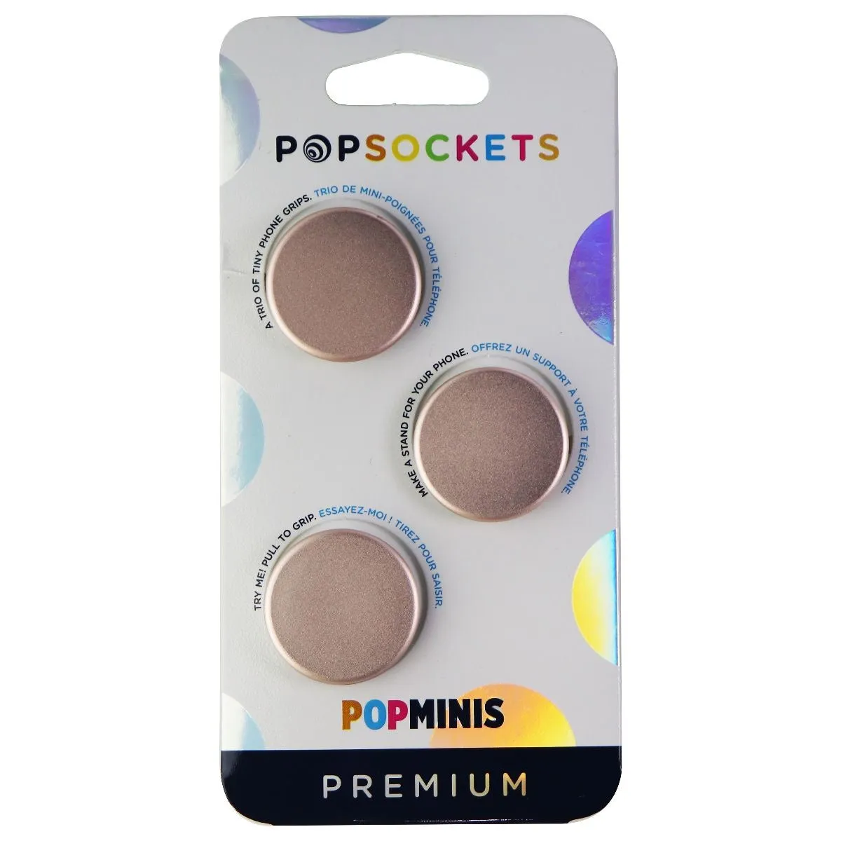 PopSockets PopMini Grips for Phones and Tablets (3 Pack) - Aluminum Rose Gold