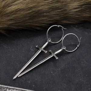 Silver Medieval Sword Hoops