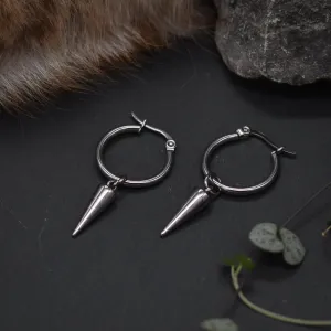 Silver Spike Hoop Earrings