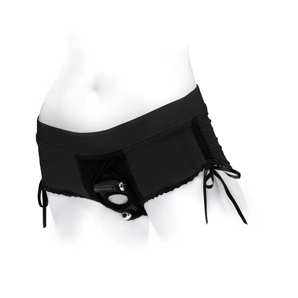 SpareParts Sasha Cinch Booty Short Harness Black Size S