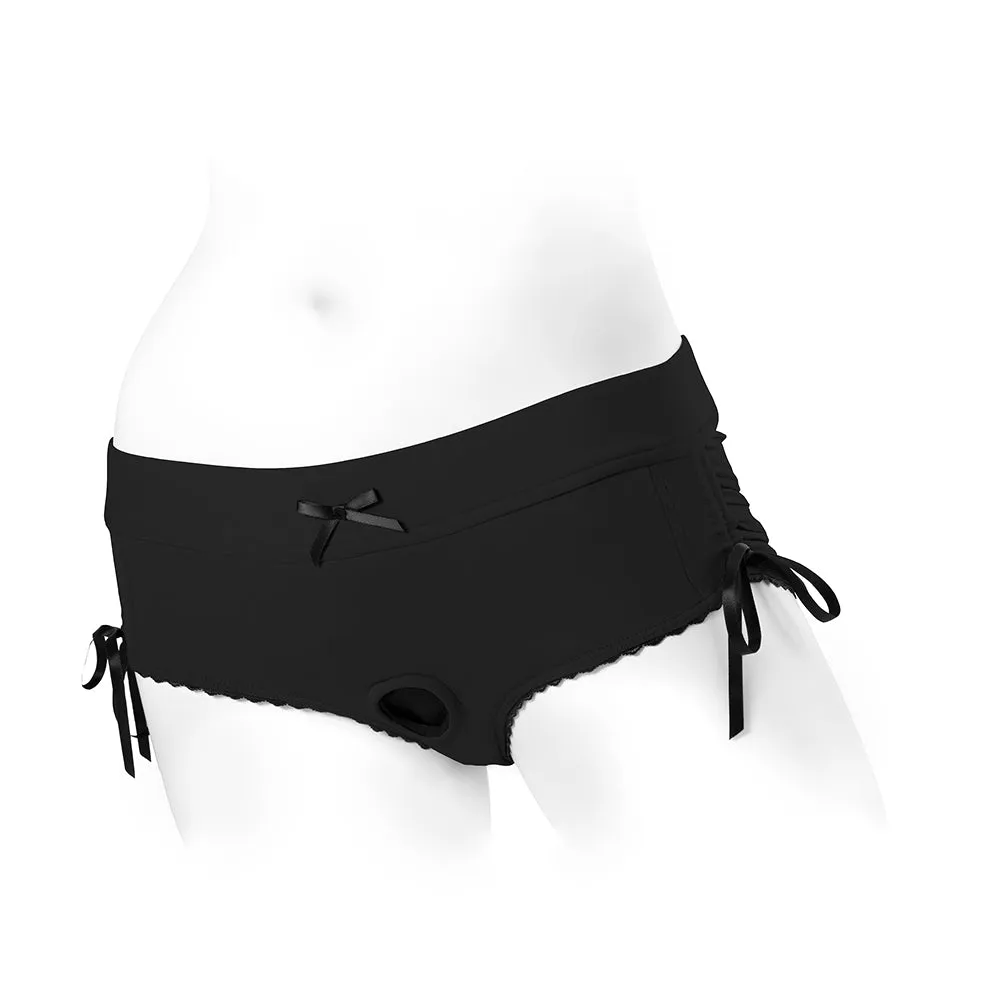 SpareParts Sasha Cinch Booty Short Harness Black Size S