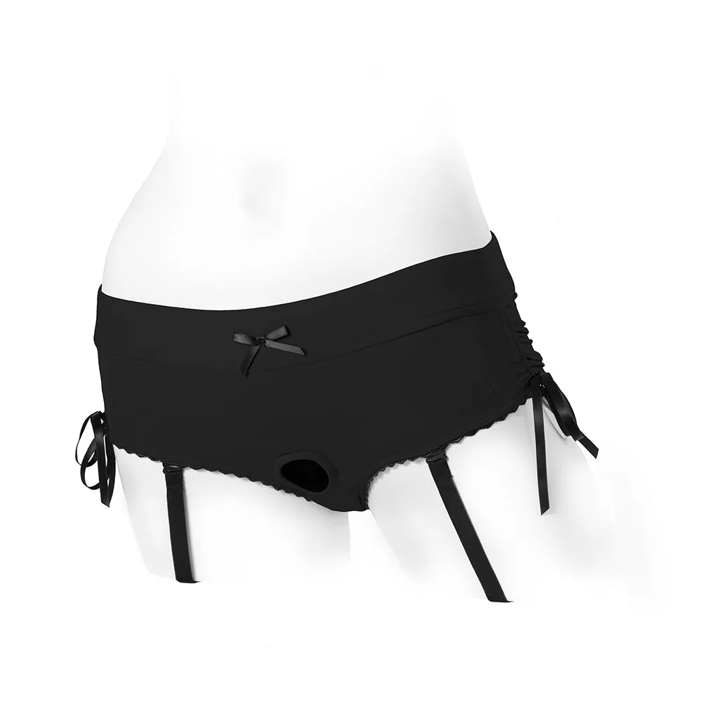 SpareParts Sasha Cinch Booty Short Harness Black Size S