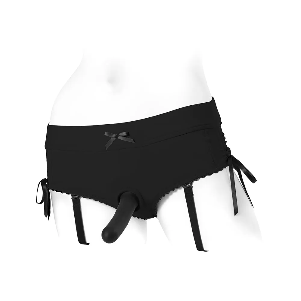 SpareParts Sasha Cinch Booty Short Harness Black Size S