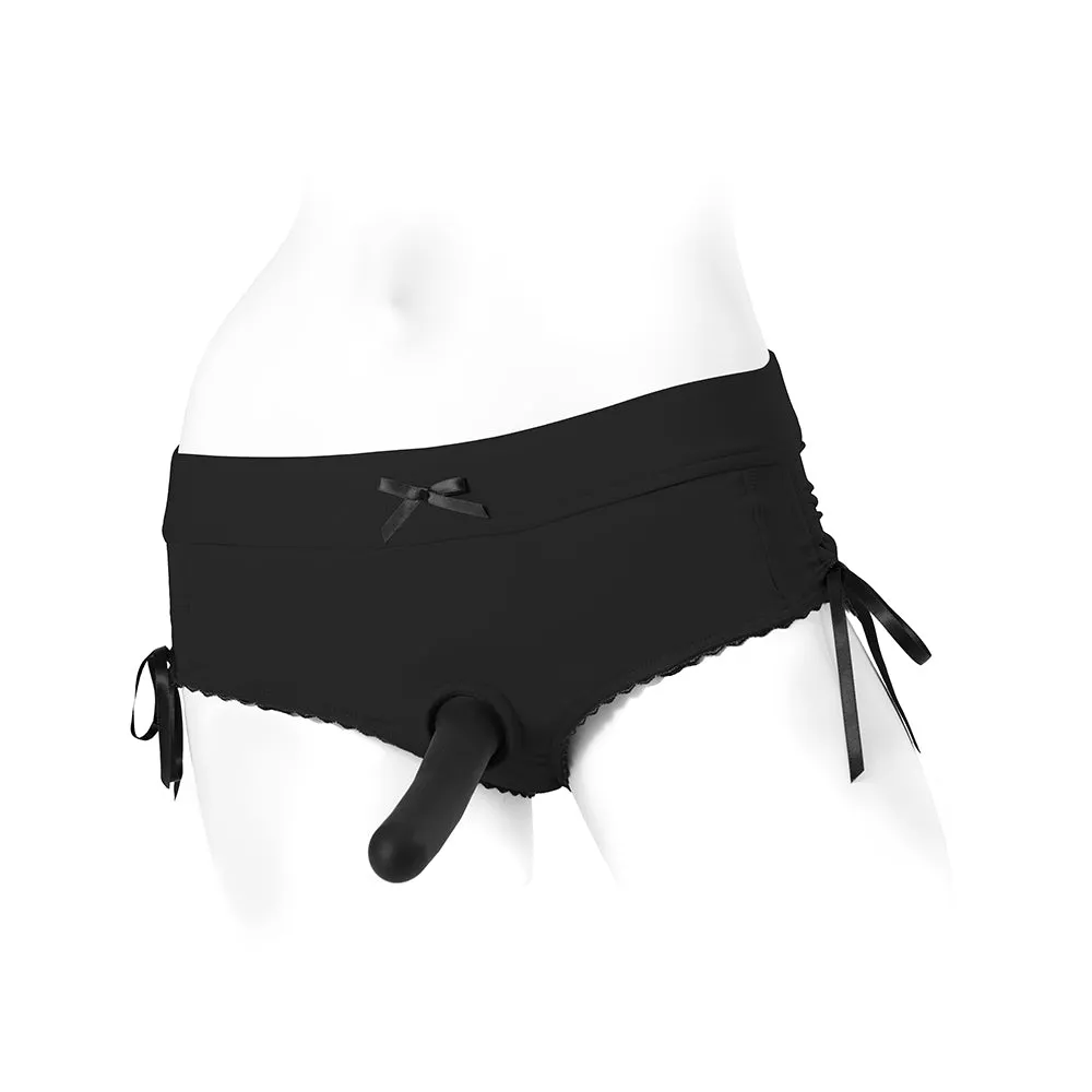 SpareParts Sasha Cinch Booty Short Harness Black Size S