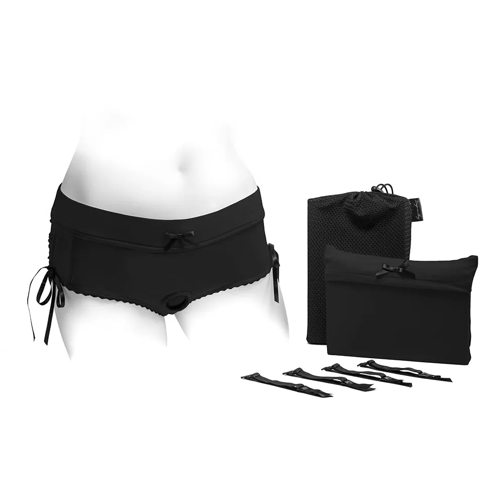 SpareParts Sasha Cinch Booty Short Harness Black Size S