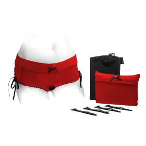 SpareParts Sasha Cinch Booty Short Harness Red/Black Size S