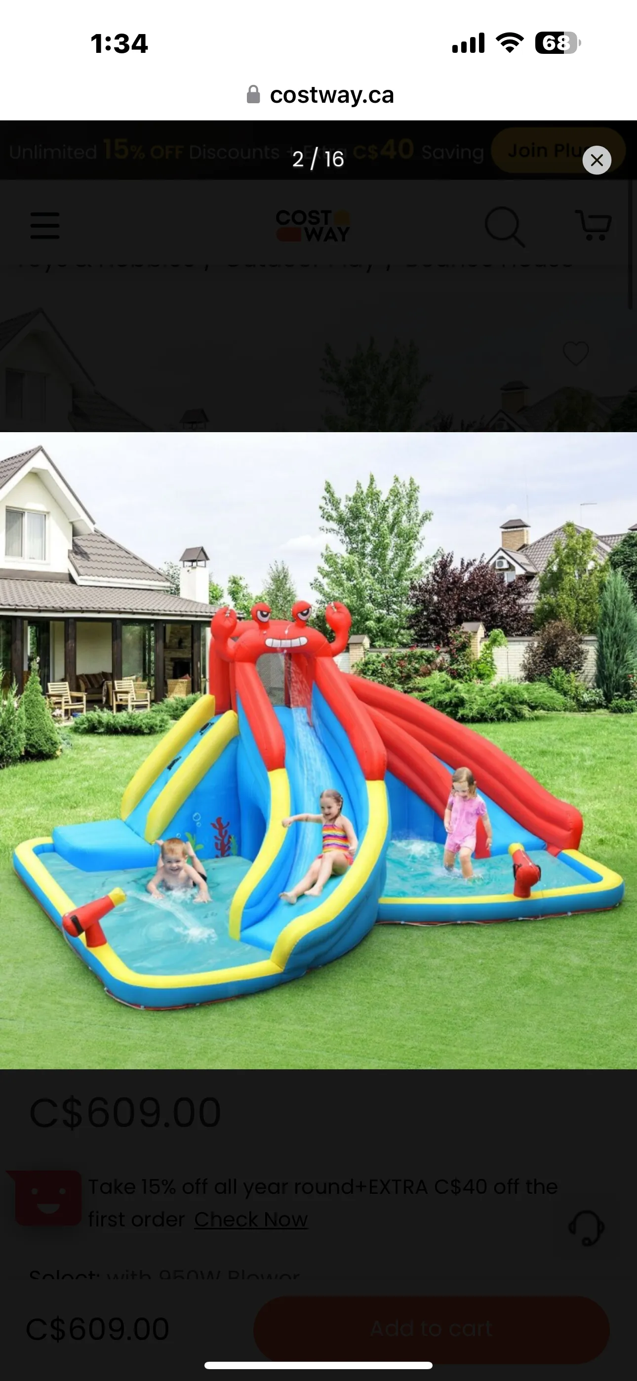 Super Cool,Fun Massive Crab Inflatable Bouncy Water Park House With 950w Blower | Water Cannon | 2 Water Slides | Tunnels | Climbing Wall | Water Cannon | Carry Bag