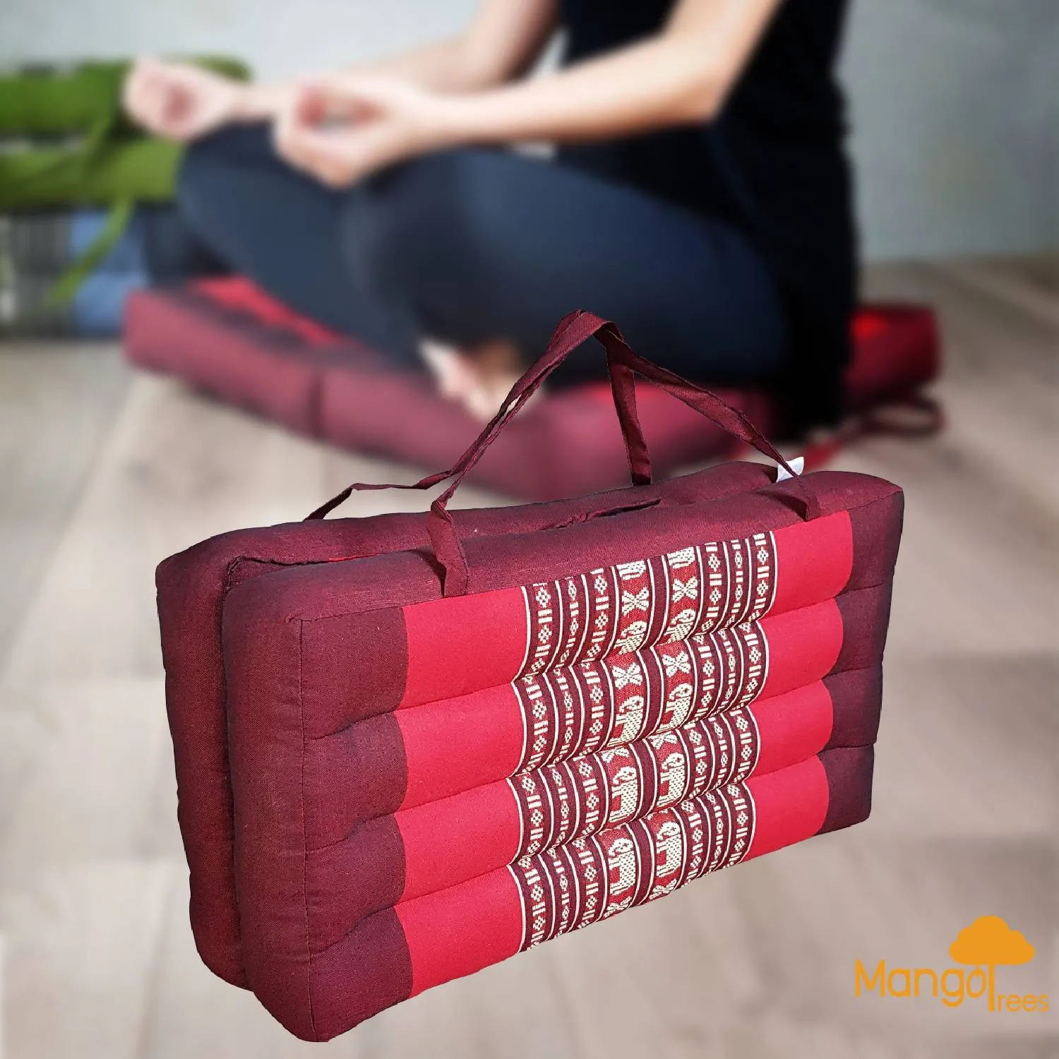 Thai kapok cushion2-Fold Meditation Cushion Yoga Mat RedEle.