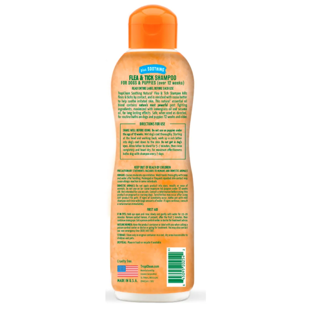 Tropiclean Natural Flea and Tick Plus Soothing Shampoo for Dogs