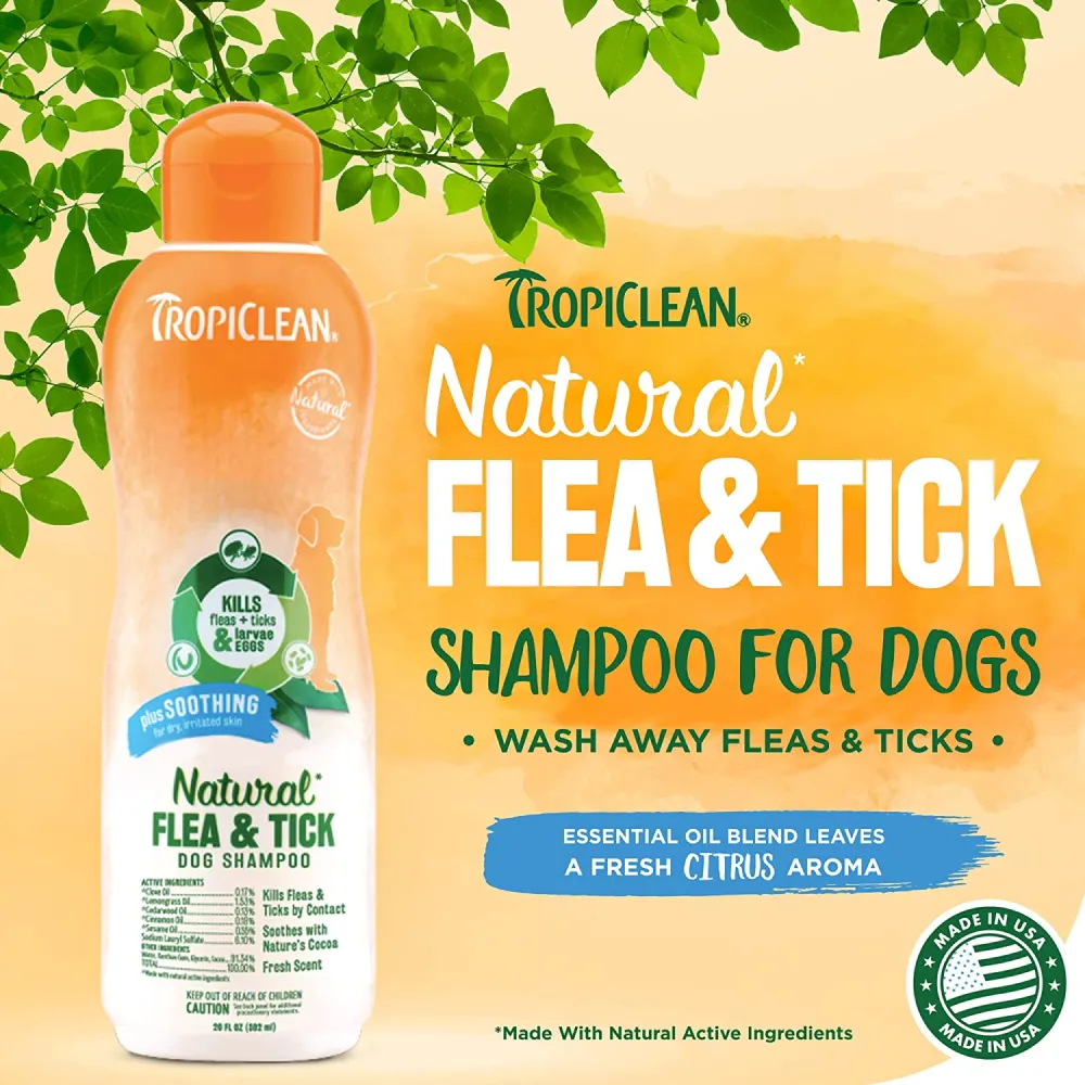 Tropiclean Natural Flea and Tick Plus Soothing Shampoo for Dogs