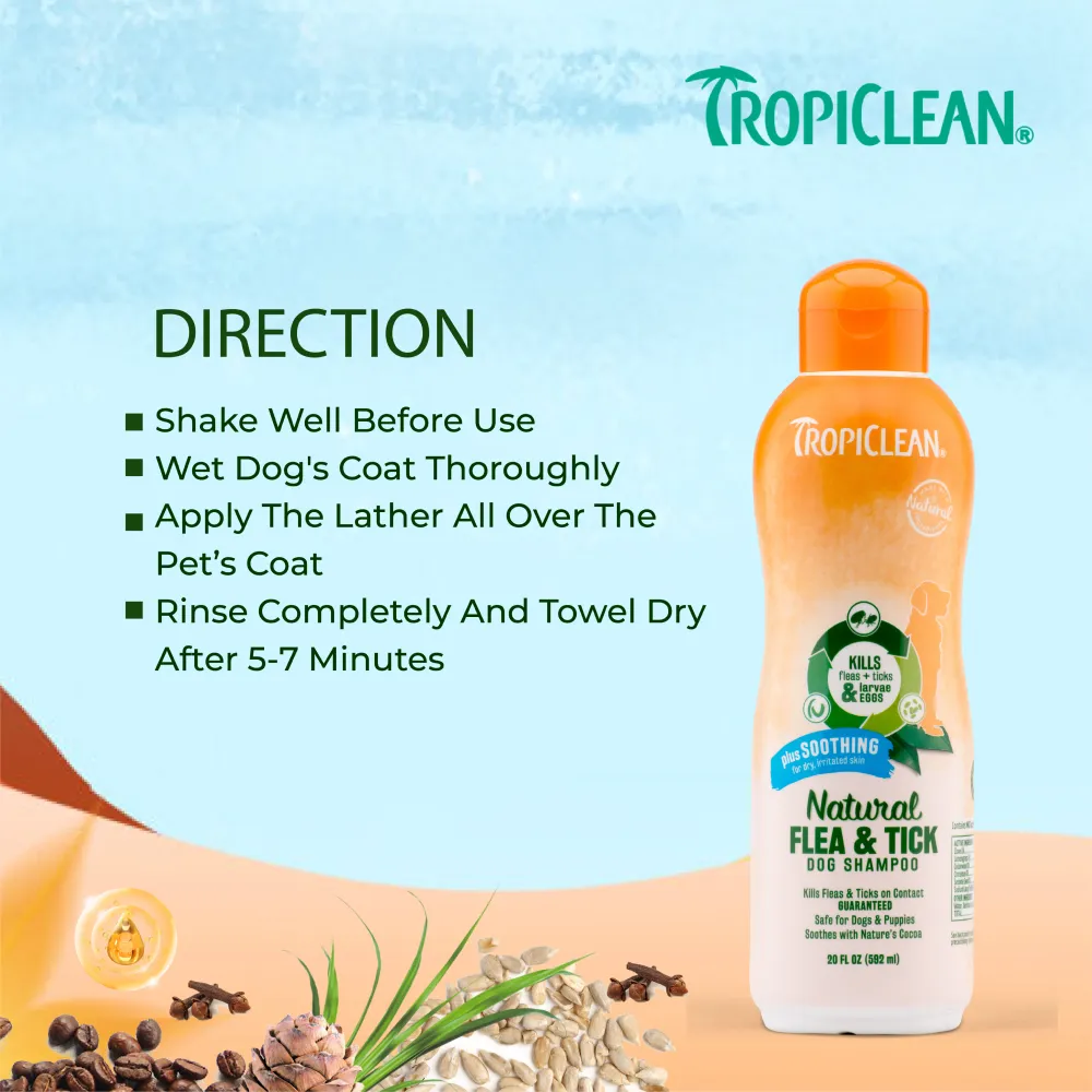 Tropiclean Natural Flea and Tick Plus Soothing Shampoo for Dogs