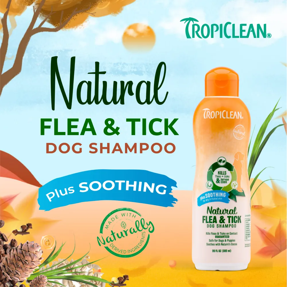 Tropiclean Natural Flea and Tick Plus Soothing Shampoo for Dogs