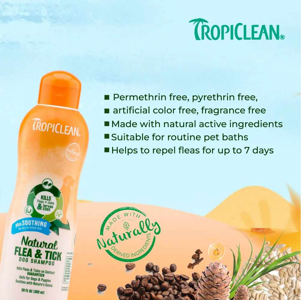 Tropiclean Natural Flea and Tick Plus Soothing Shampoo for Dogs