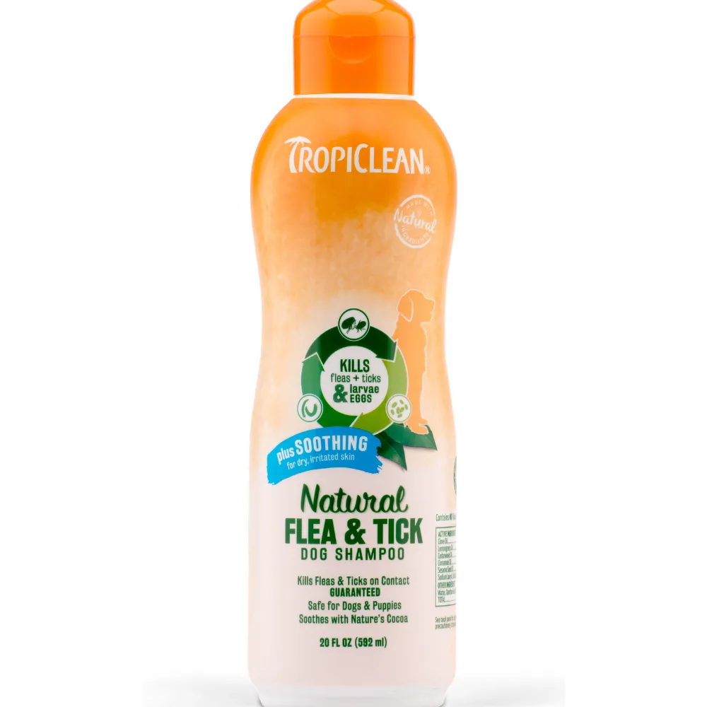 Tropiclean Natural Flea and Tick Plus Soothing Shampoo for Dogs