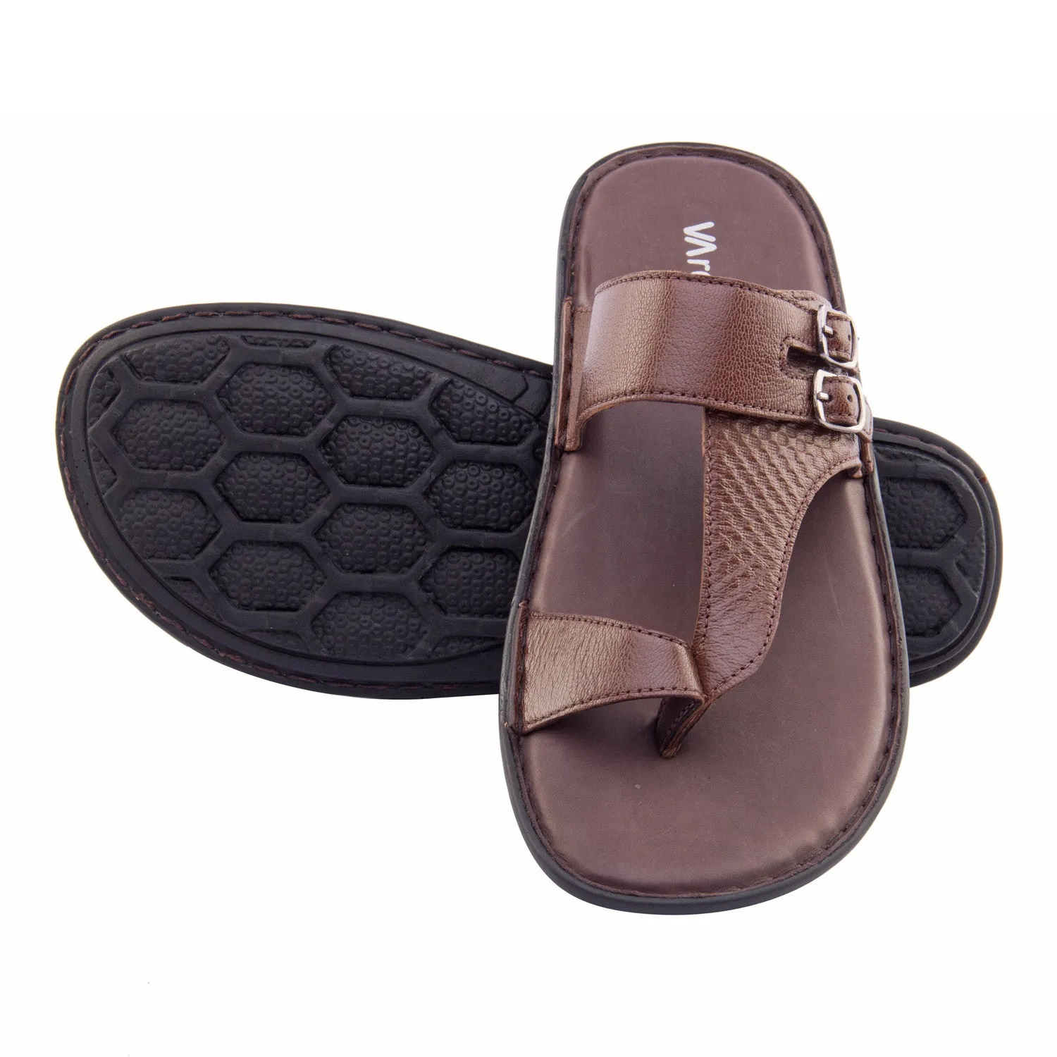 Vardhra Men 100% Genuine Leather - Thong Sandals / Slippers - Tan