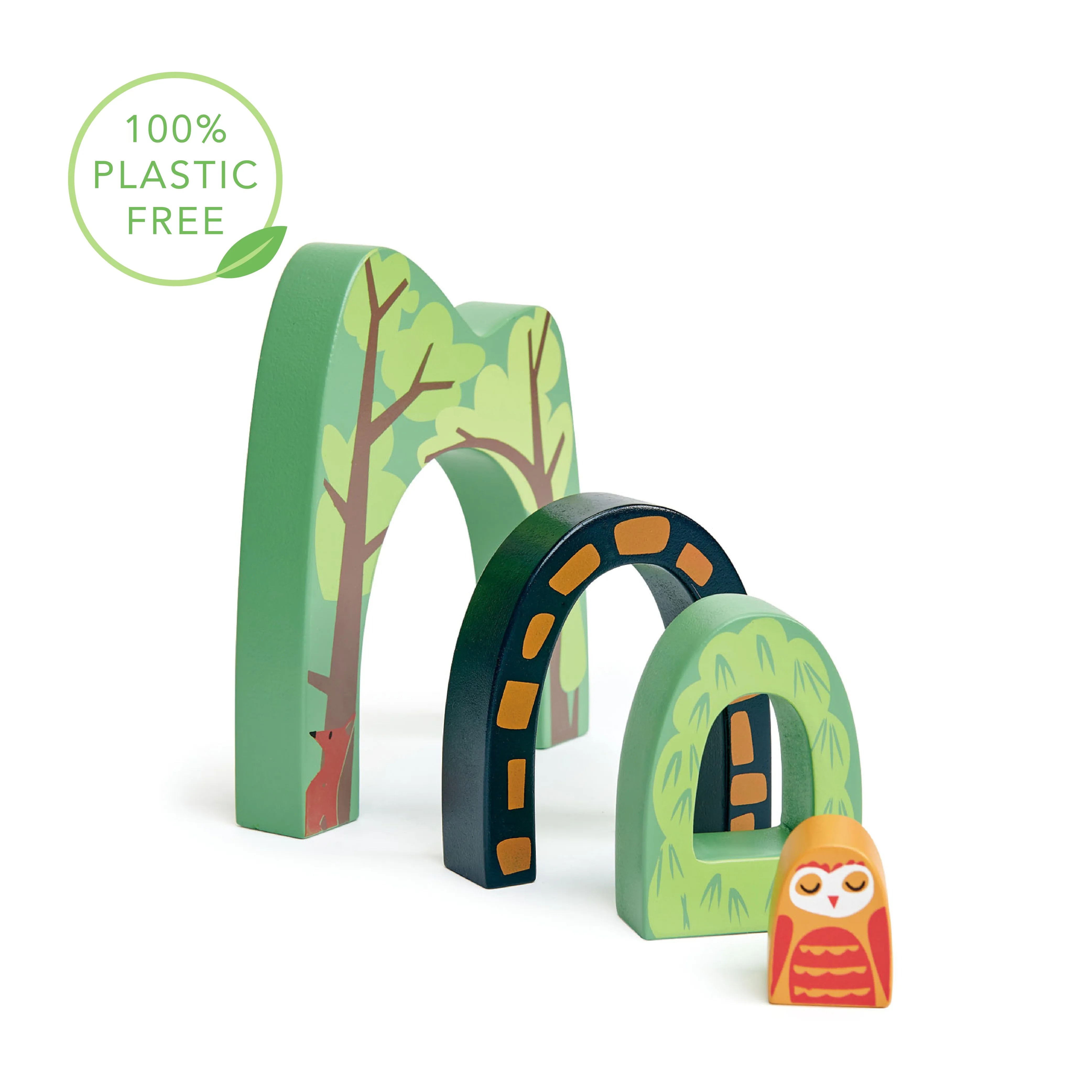 Wooden Woodland Train Tunnels Playset