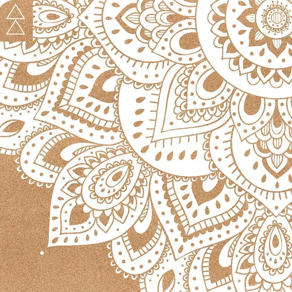 Yoga Design Lab - Cork Yoga Mat - Mandala White - 3.5 mm - Best For Eco-Conscious Yogis