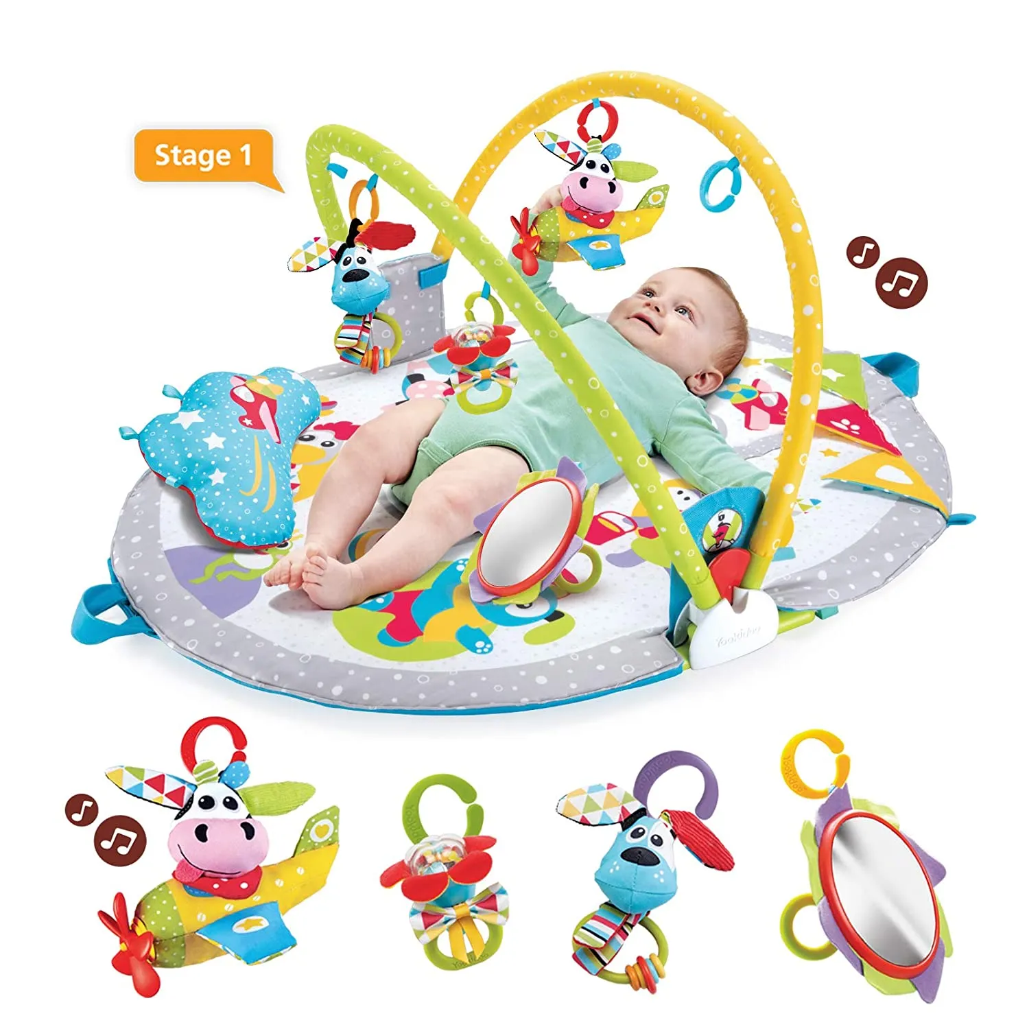 Yookidoo Gymotion Lay to Sit-Up Baby Play Mat Gym - Multicolor